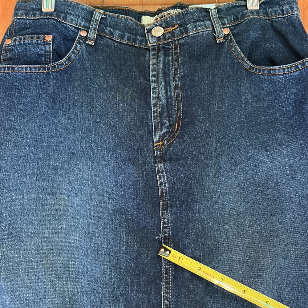 Denim Maxi Skirt stylish straight slits high waist belt loops 5 pockets vintage - Picture 12 of 12